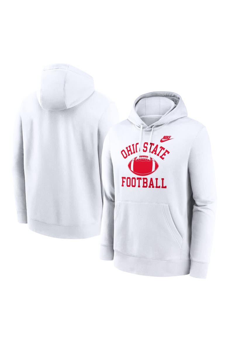 Men's Nike White Ohio State Buckeyes Legacy Football Icon Club Fleece Pullover Hoodie, Alternate, color, White