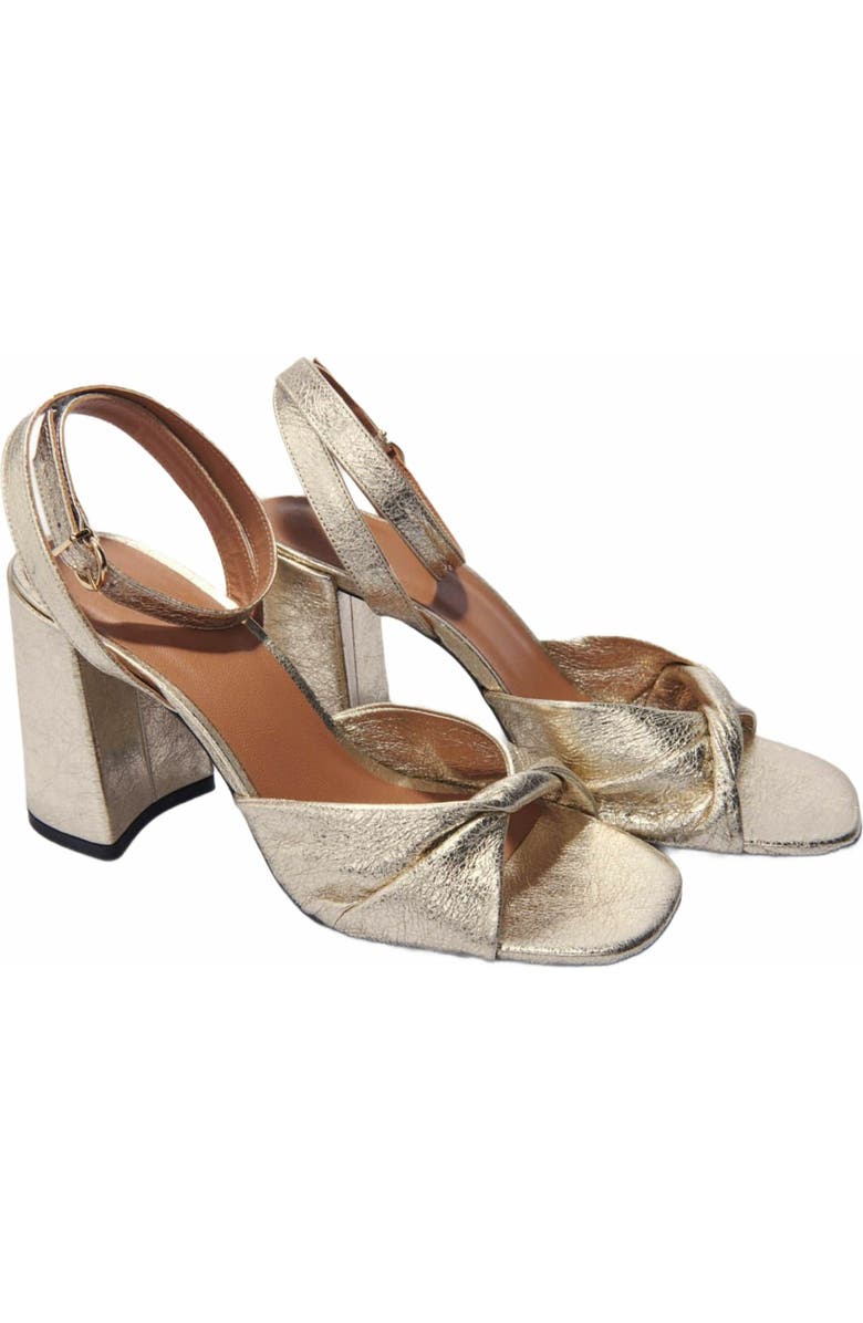 maje Metallic leather sandals with heels, Alternate, color,