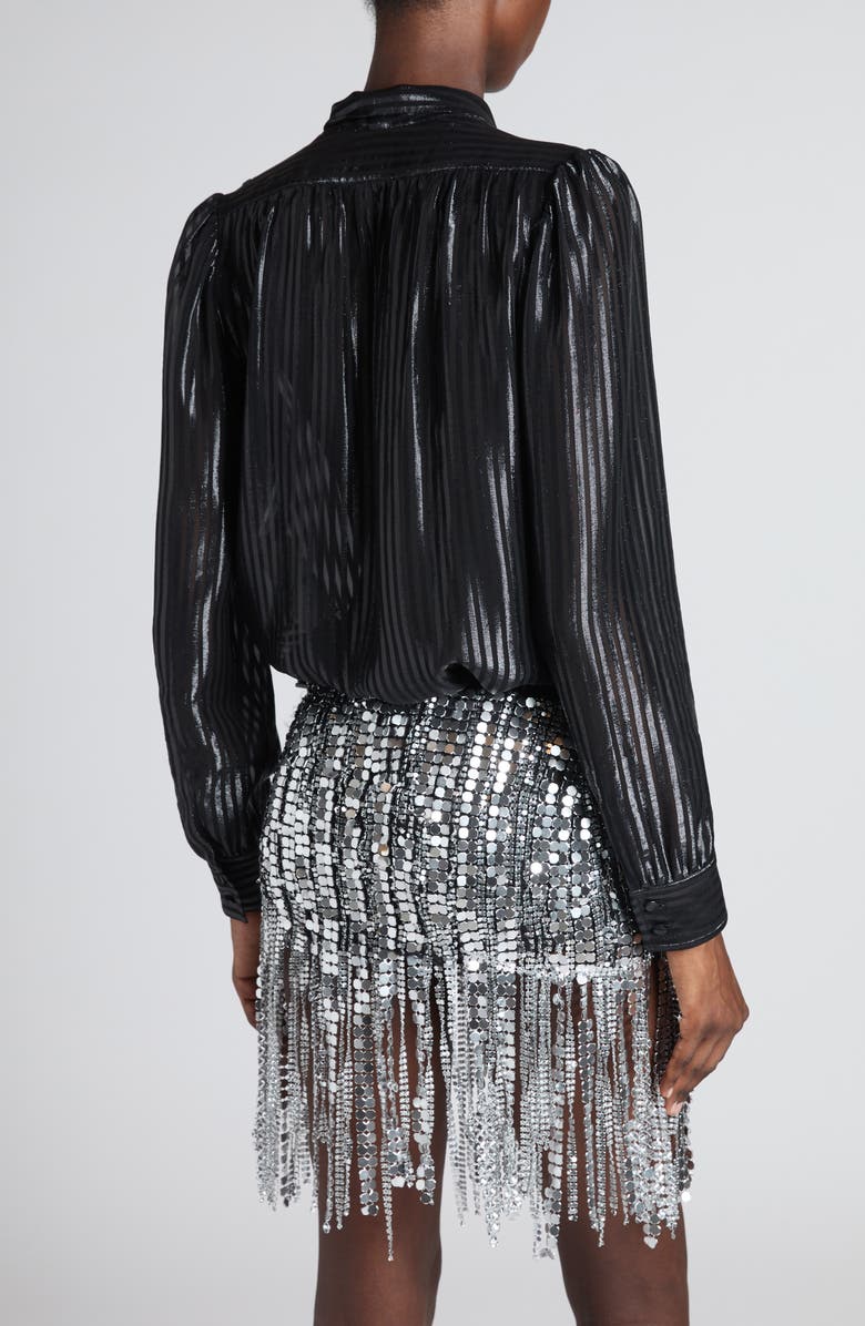 TOM FORD Stripe Tie Neck Silk Blend Top, Alternate, color,