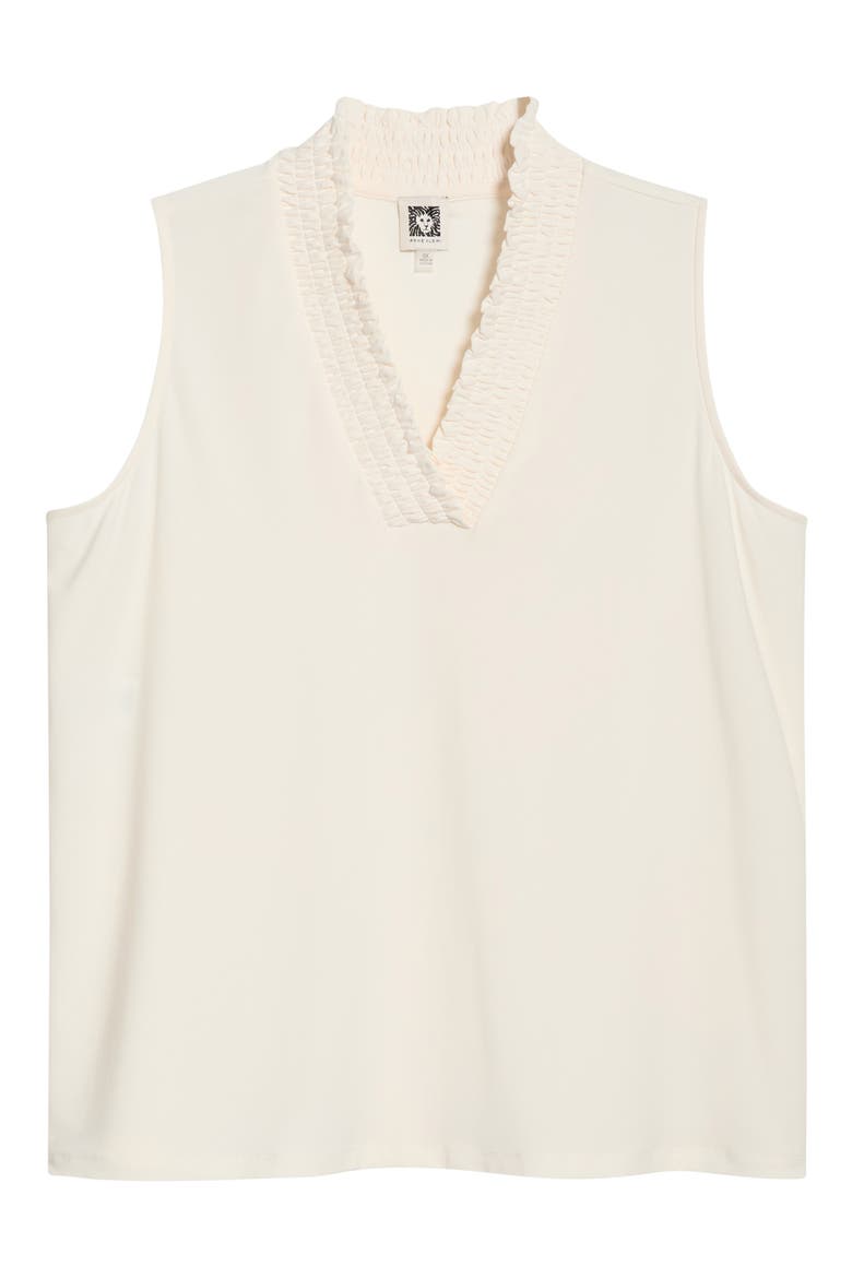 Smocked V-Neck Tank, Alternate, color, WHITE DOVE