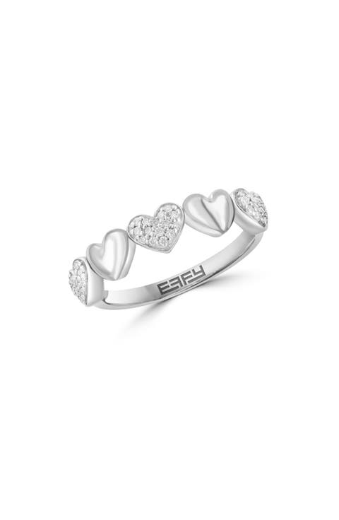 Sterling Silver Heart Ring - 0.18" ctw