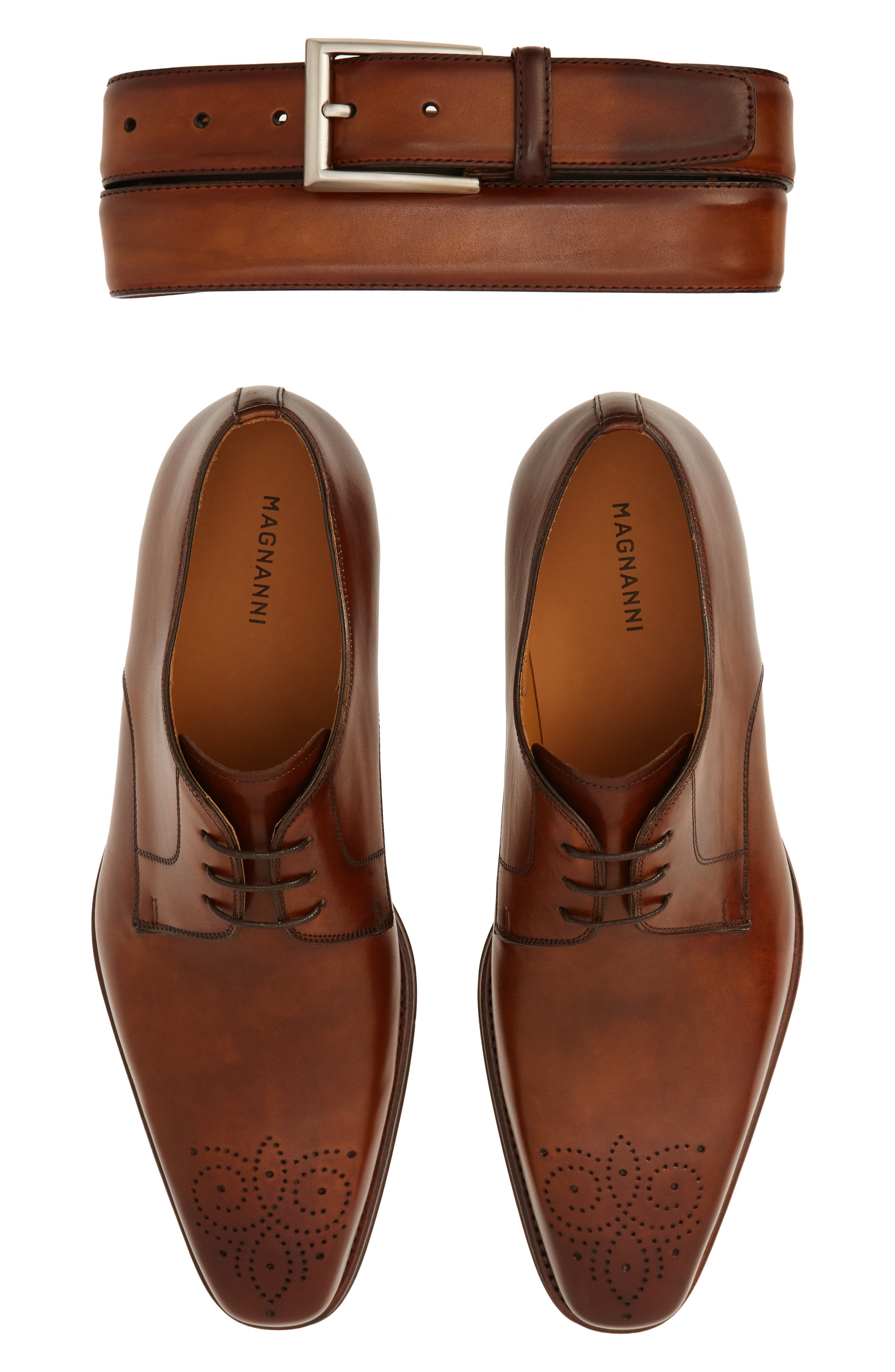 Magnanni Gerardo Medallion Toe Derby, Alternate, color, Tobacco Leather