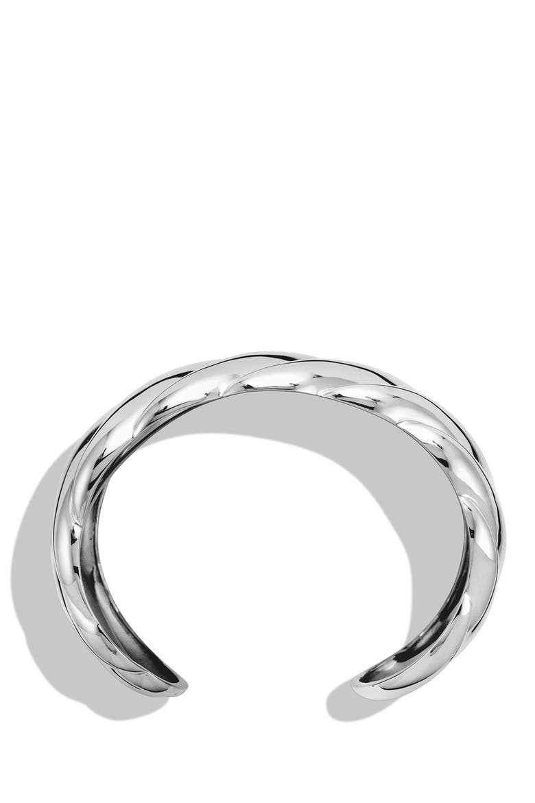 'Sculpted Cable' Wide Cuff, Alternate, color, SILVER