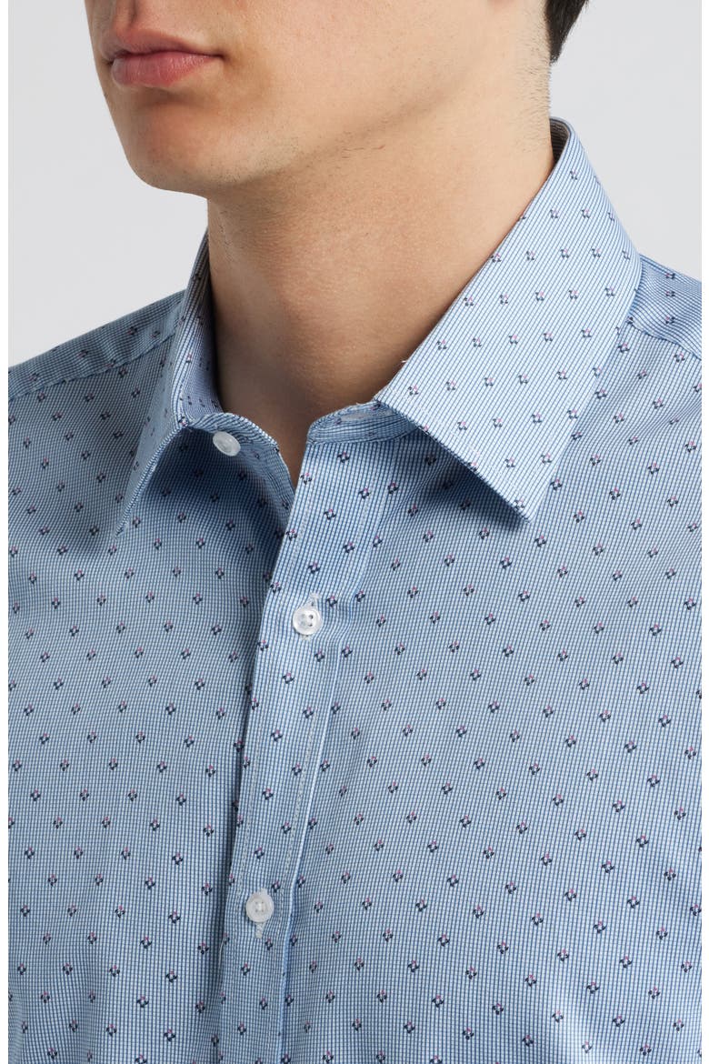 Modern Fit Neat Check Cotton Dress Shirt, Alternate, color, BLUE