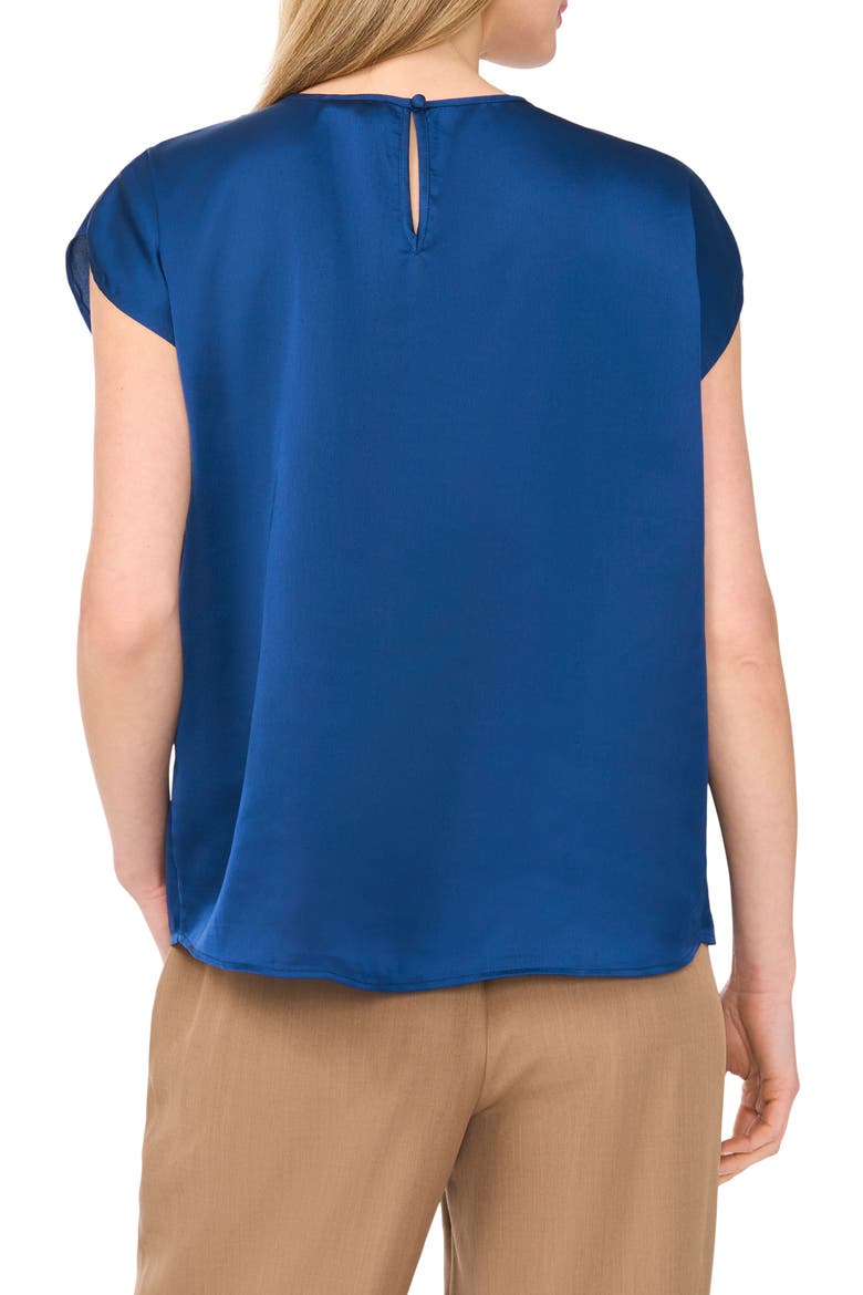 Shirred Satin Top, Alternate, color, ESTATE BLUE