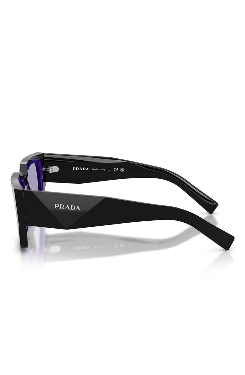Prada 55mm Rectangular Sunglasses, Alternate, color, Black/ Purple / Violet