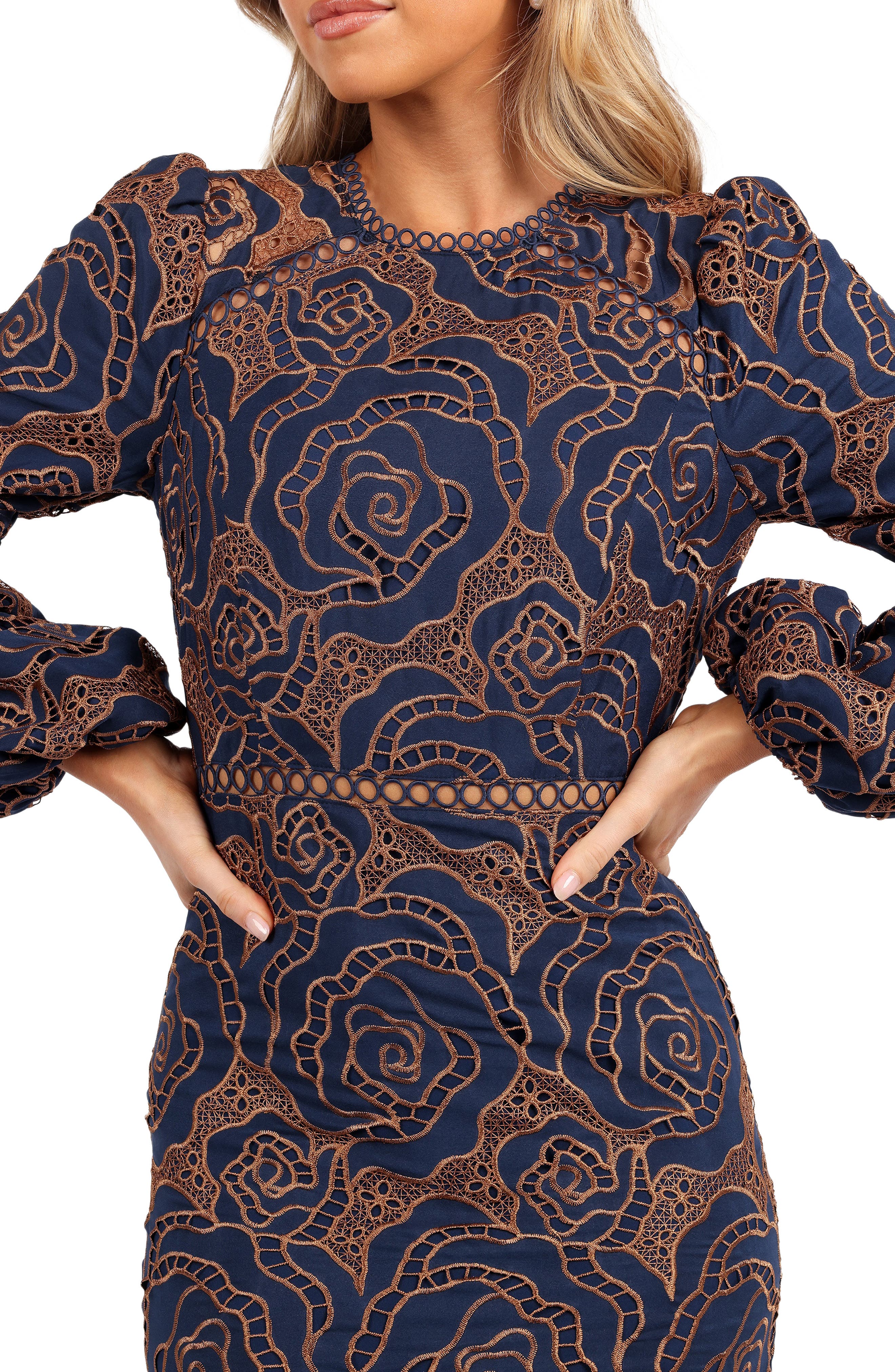 pierre floral long sleeve lace midi dress Petal & Pup Pierre Long Sleeve Lace Maxi Dress