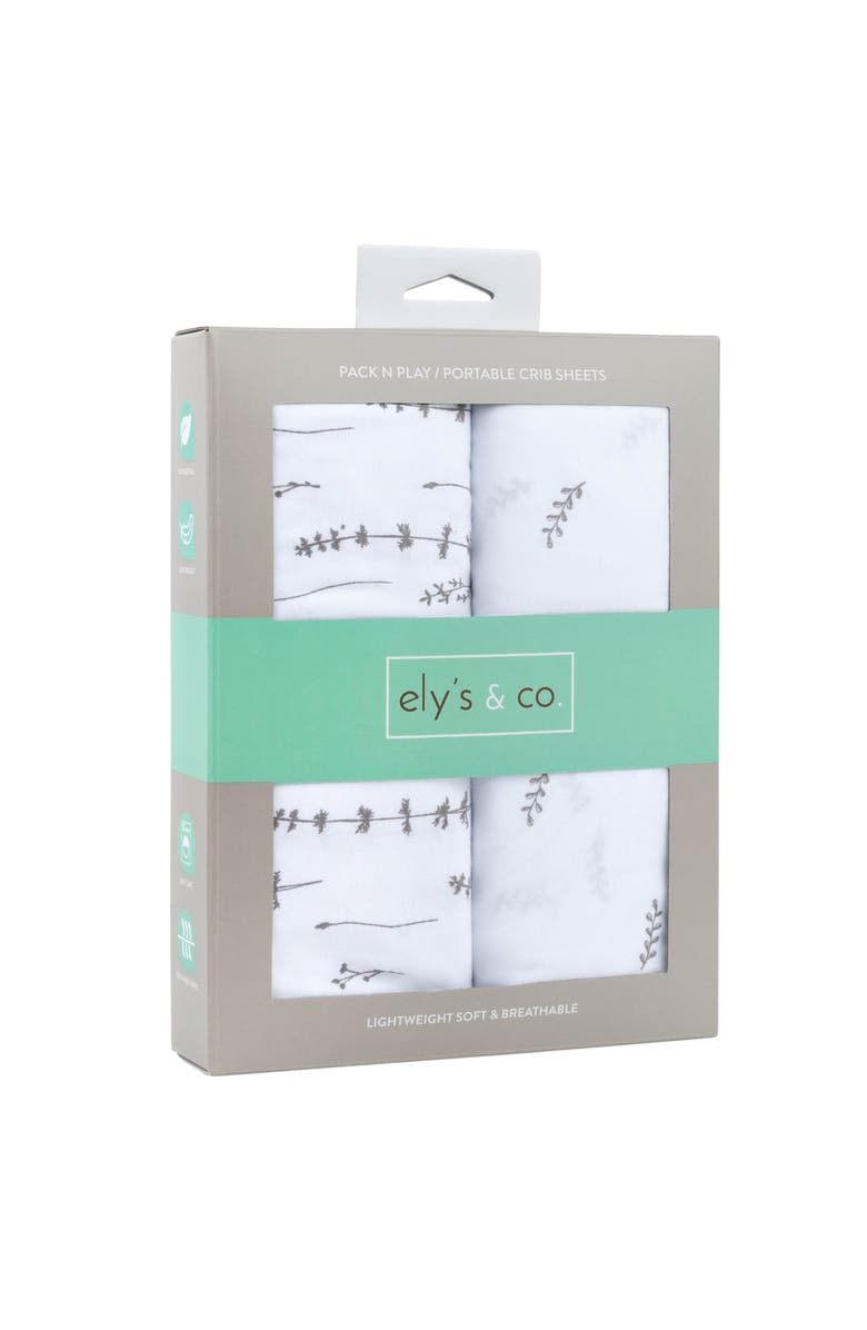 Ely's & Co. Baby Fitted Pack n Play - Mini Crib Sheet 2 Packs, Alternate, color, Forest Grey Leaves