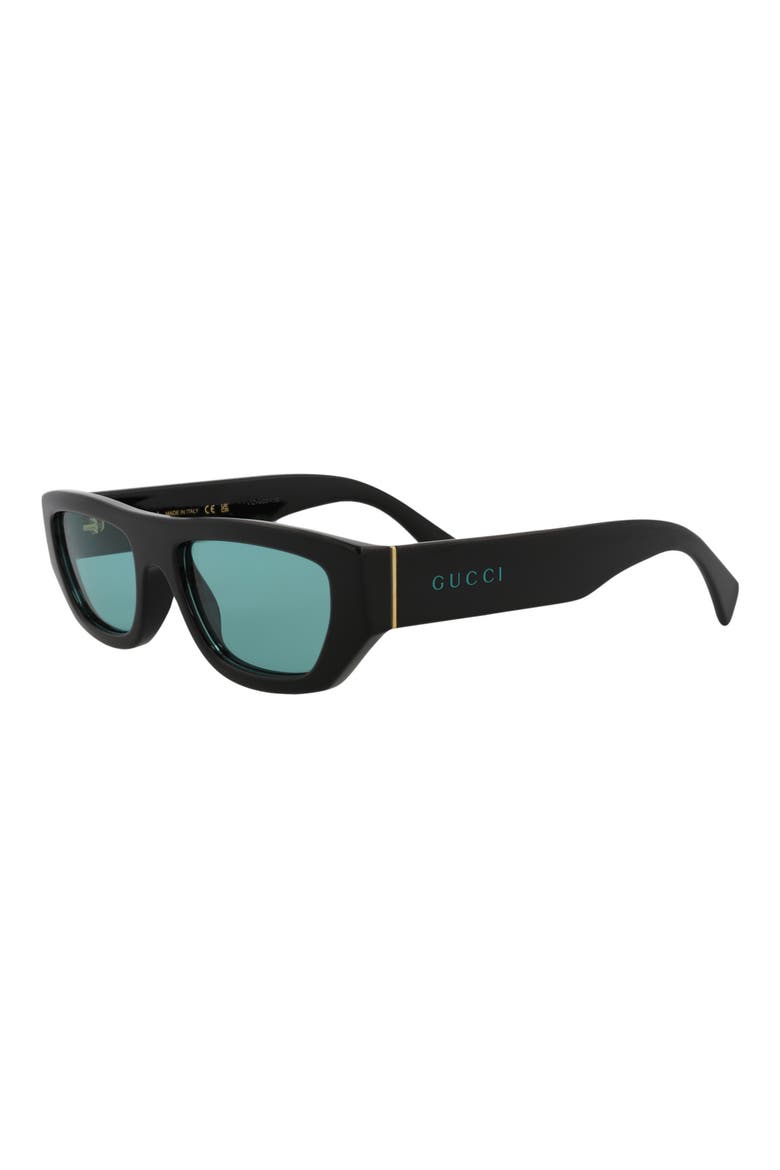 53mm Rectangular Sunglasses, Alternate, color, BLACK BLACK GREEN