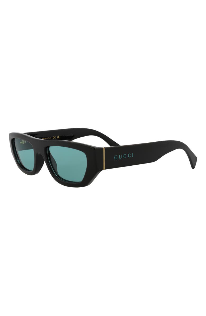 Gucci 53mm Rectangular Sunglasses, Alternate, color, Black Black Green
