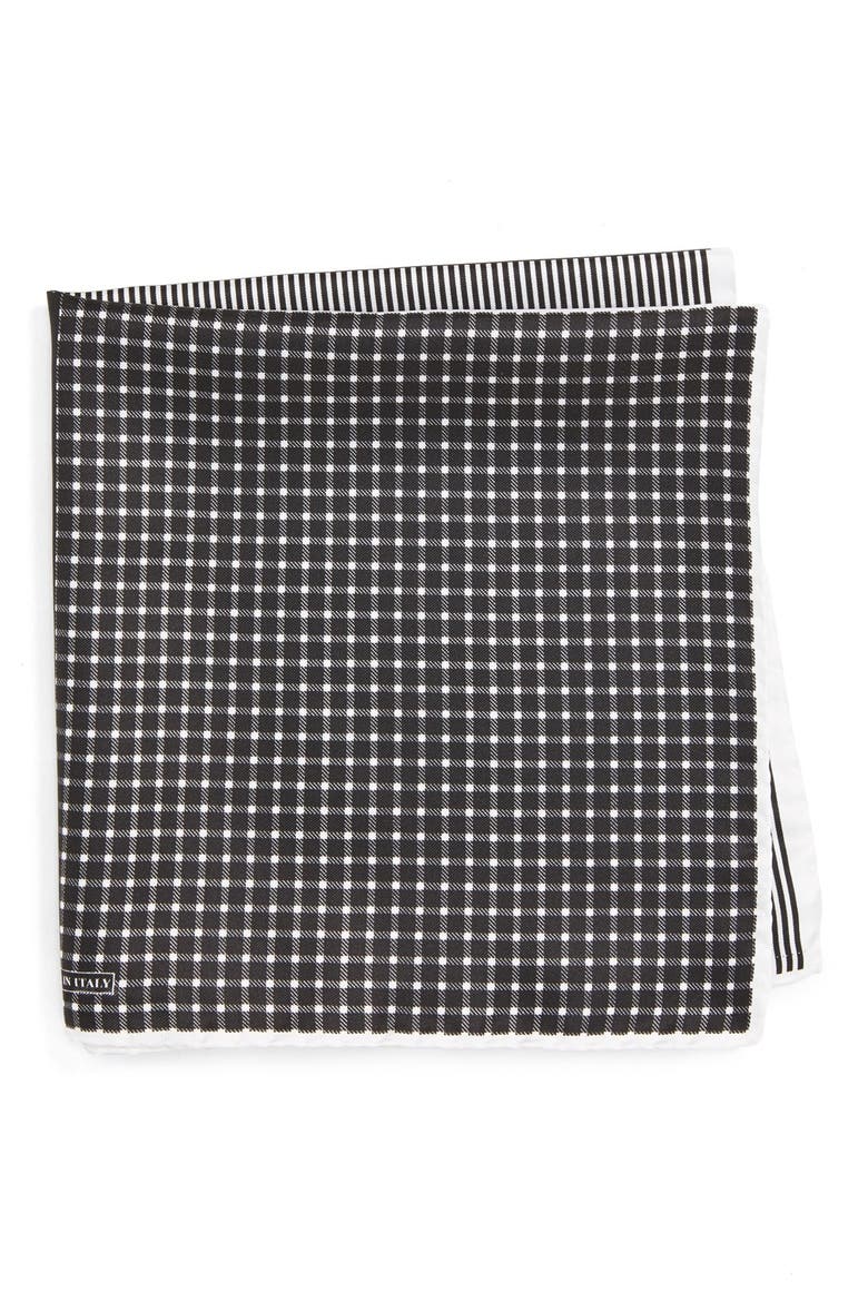 Panel Silk Pocket Square, Main, color, BLACK