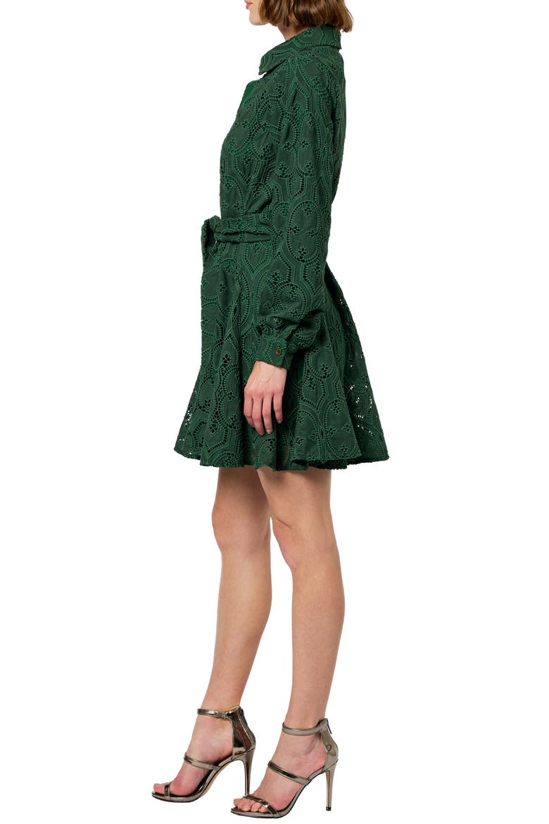 Serane Eyelet Embroidery Long Sleeve Minidress, Alternate, color, GREEN