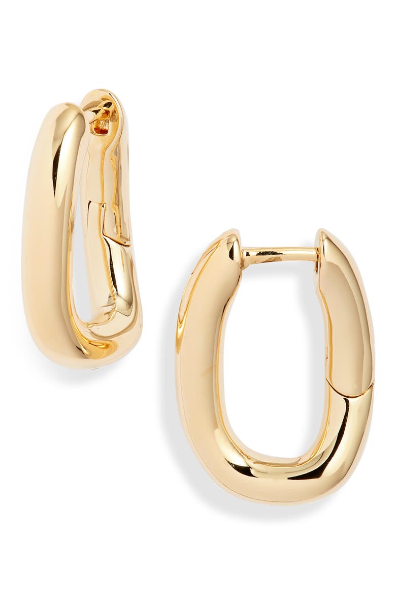 Demi Fine Oval Link Hoop Earrings, Main, color, 14K GOLD PLATED