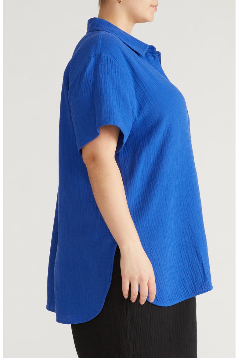 Toni High Low Button Down Cotton Gauze Top, Alternate, color, ULTRAMARINE BLUE