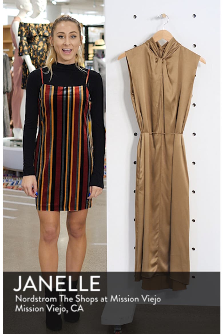 Knot Neck Tie Waist Midi Dress video