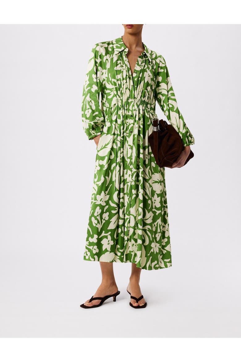 Floral Trapeze Shirt Dress, Alternate, color, Grn/Multi
