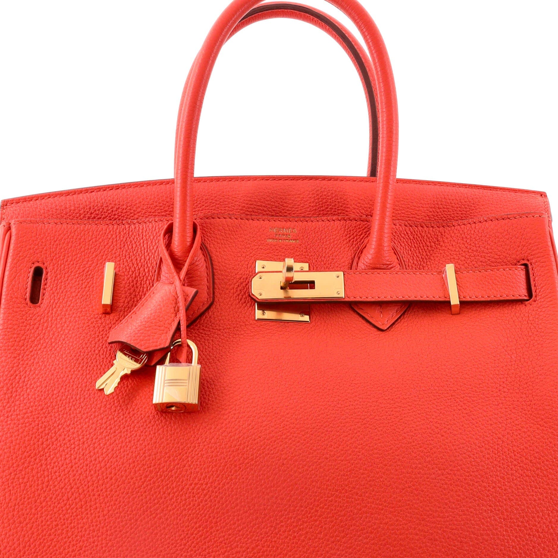 Birkin Handbag Orange Togo with Gold Hardware 30, Alternate, color, Red