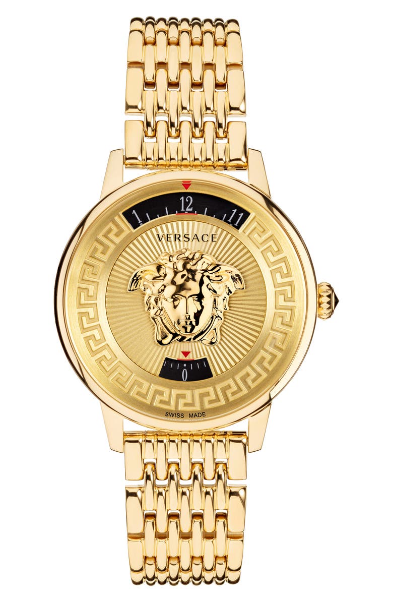 Versace Medusa Icon Bracelet Watch, 38mm, Main, color, Gold