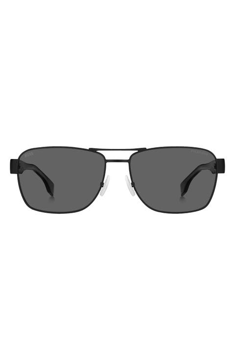 60mm Polarized Rectangular Sunglasses