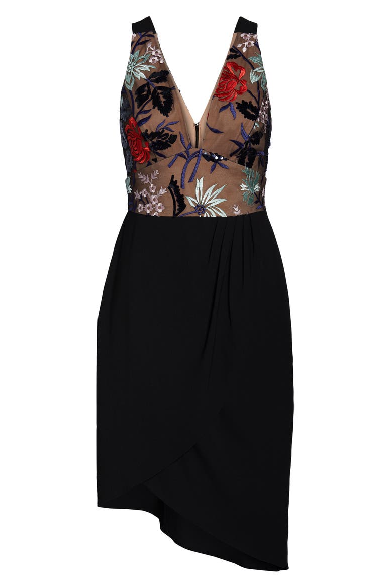 Embroidered High/Low Dress, Alternate, color, BLACK MULTI