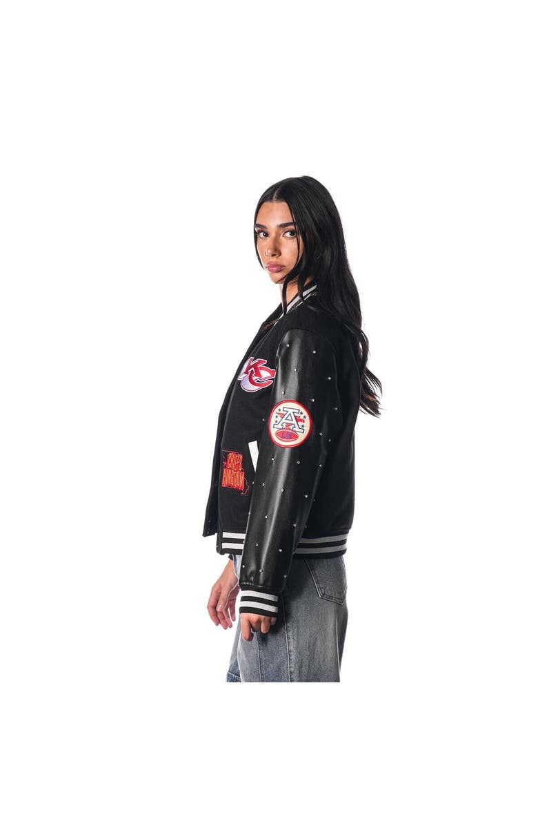 THE WILD COLLECTIVE Women's The Wild Collective Black Kansas City Chiefs Varsity Full-Snap Sparkle Jacket, Alternate, color,