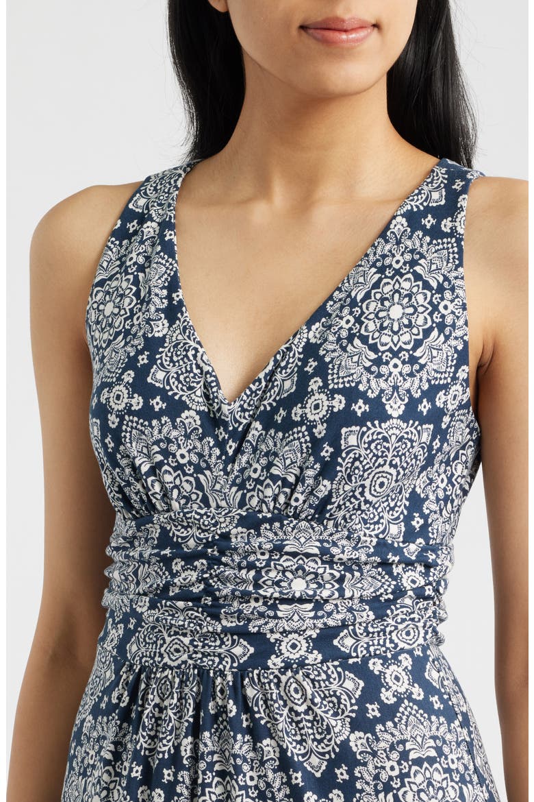 Ruched Empire Waist Maxi Dress, Alternate, color, NAVY/ IVORY