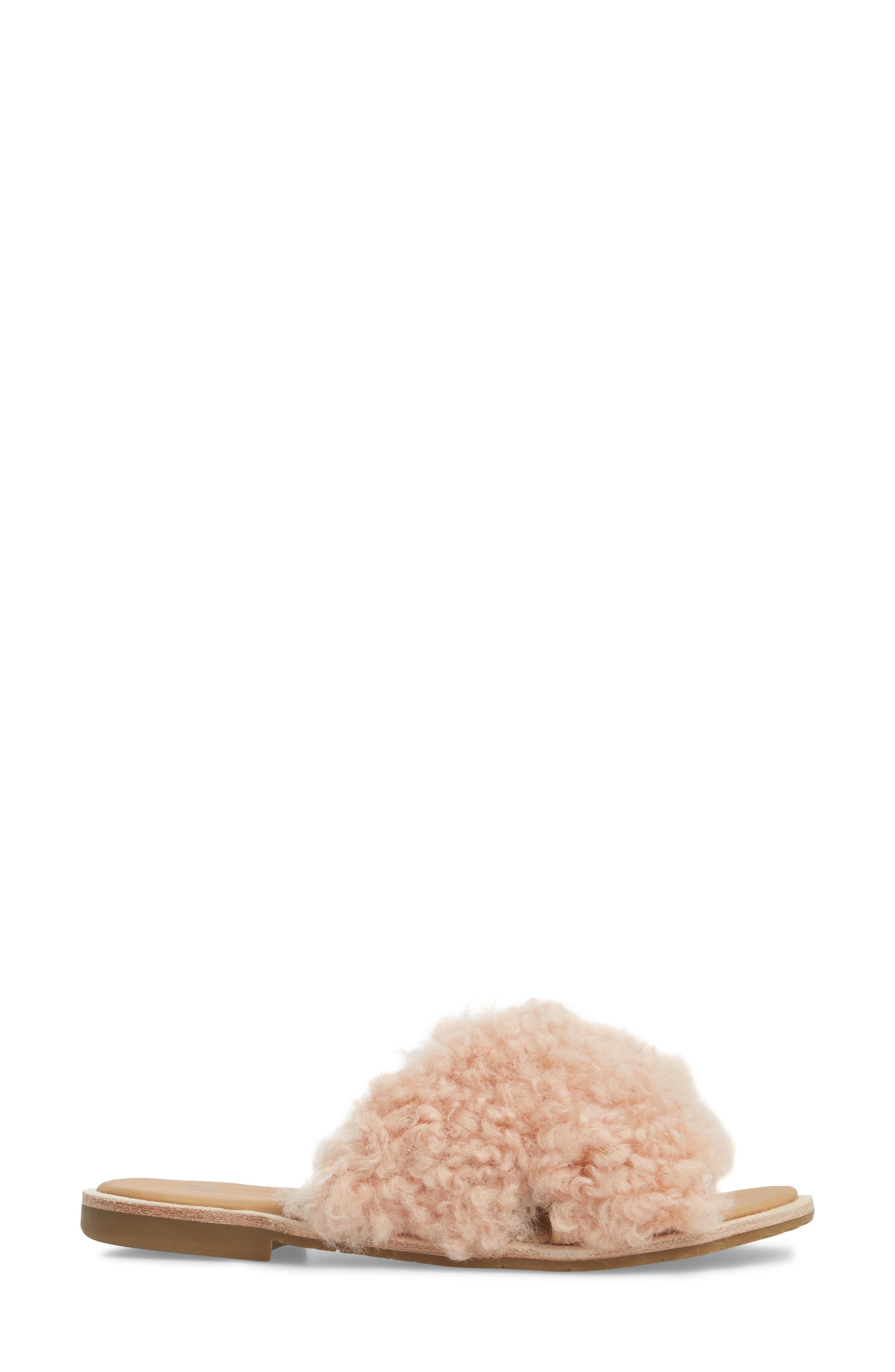 Joni Genuine Shearling Slide Sandal, Alternate, color, SUNTAN