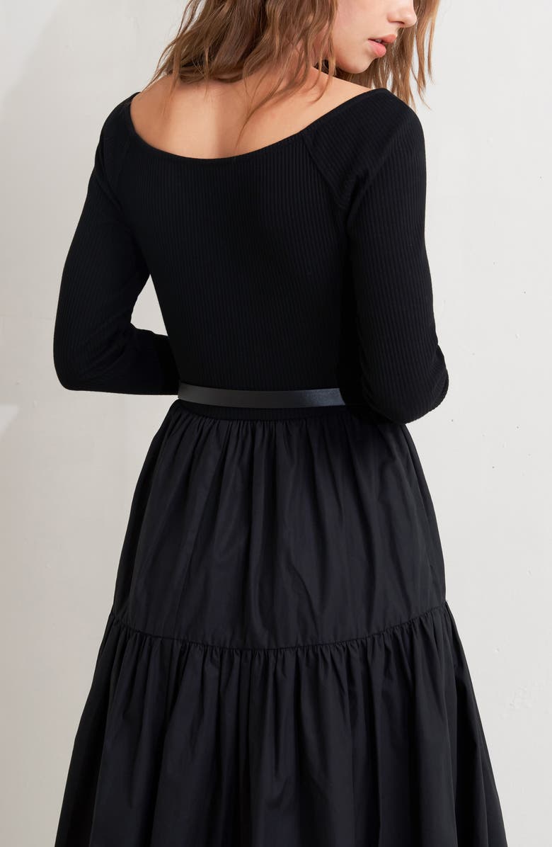 FREEMARKET Long Sleeve Midi Dress, Alternate, color, Black