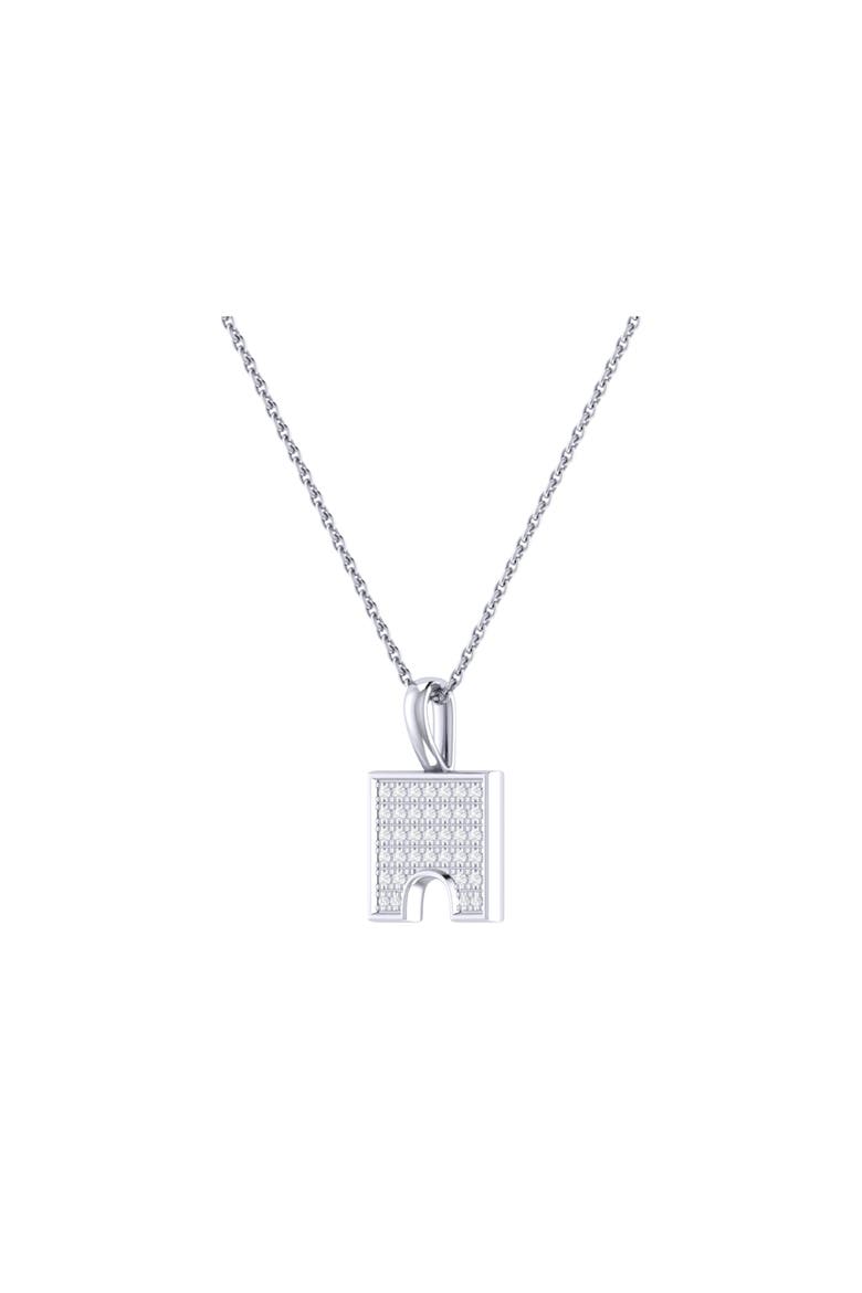 City Arches Square Sterling Silver Diamond Chain Pendant, Alternate, color, Silver