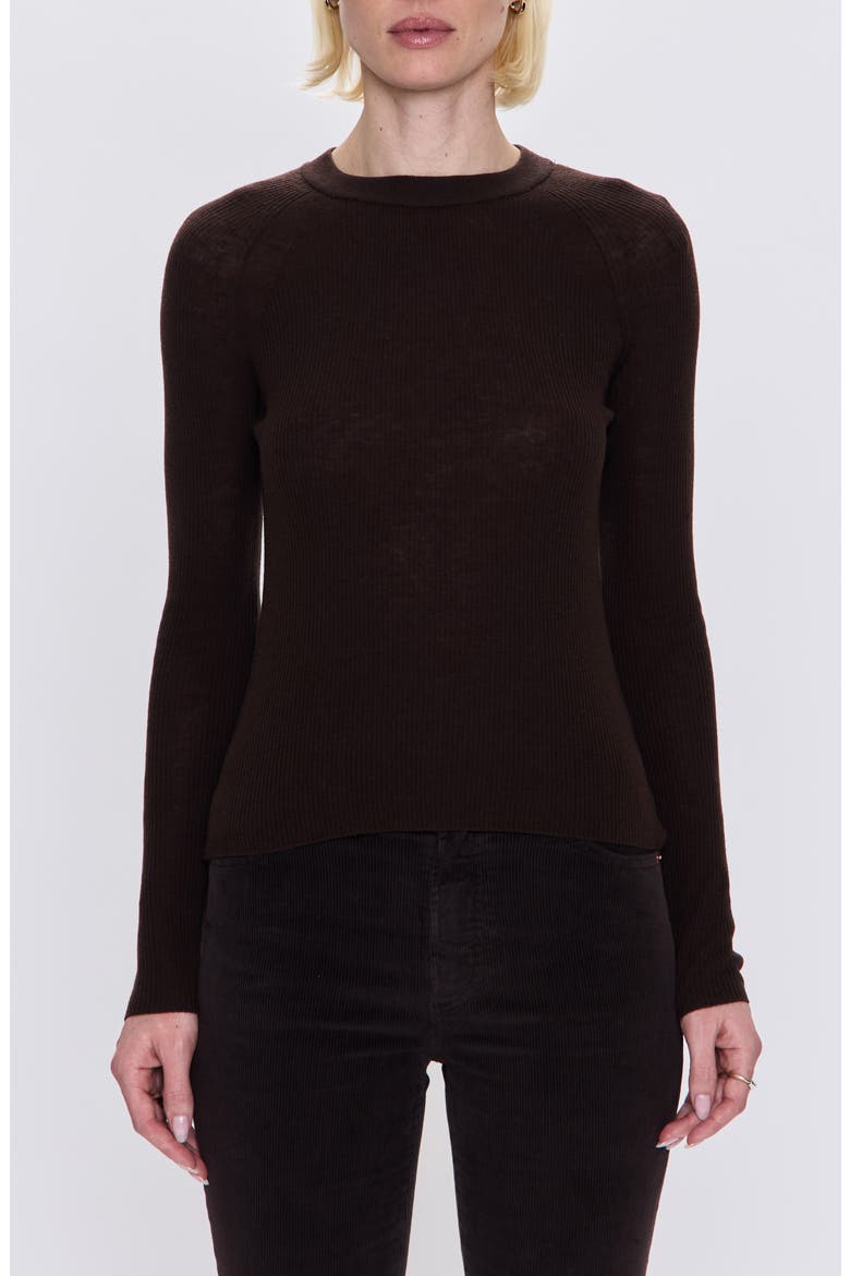 Juno Rib Long Sleeve Merino Wool Blend Top, Main, color, MOCHA