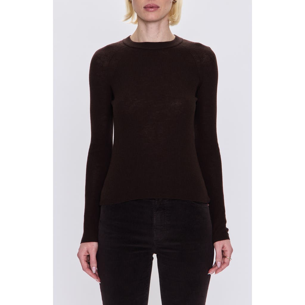 Pistola Juno Rib Long Sleeve Merino Wool Blend Top In Brown