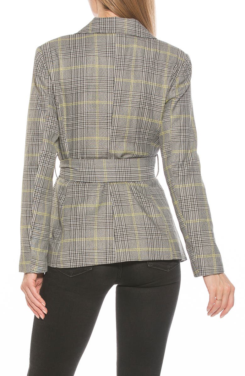 Alexia Admor Olya Plaid Belted Blazer, Alternate, color, Grey Plaid