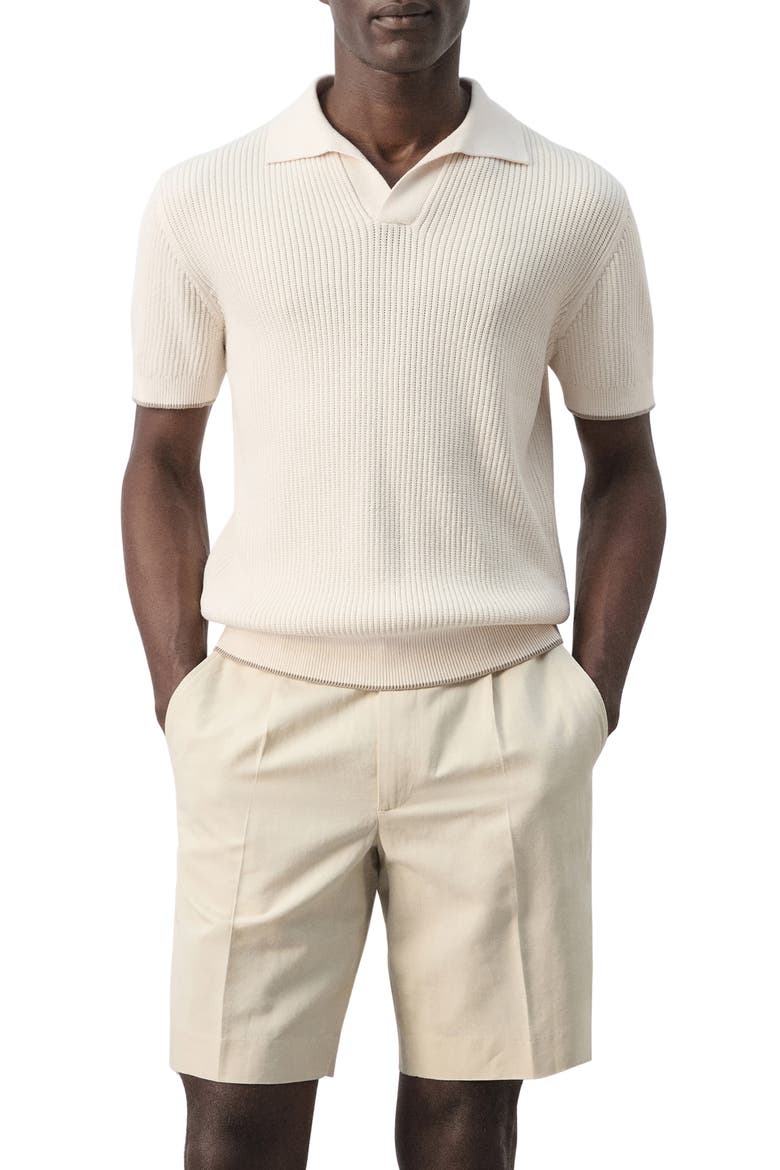 Tipped Cotton Blend Polo, Main, color, SAND