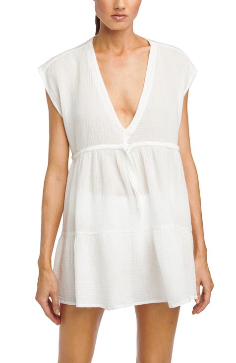 Tiered V-Neck Cover-Up Dress