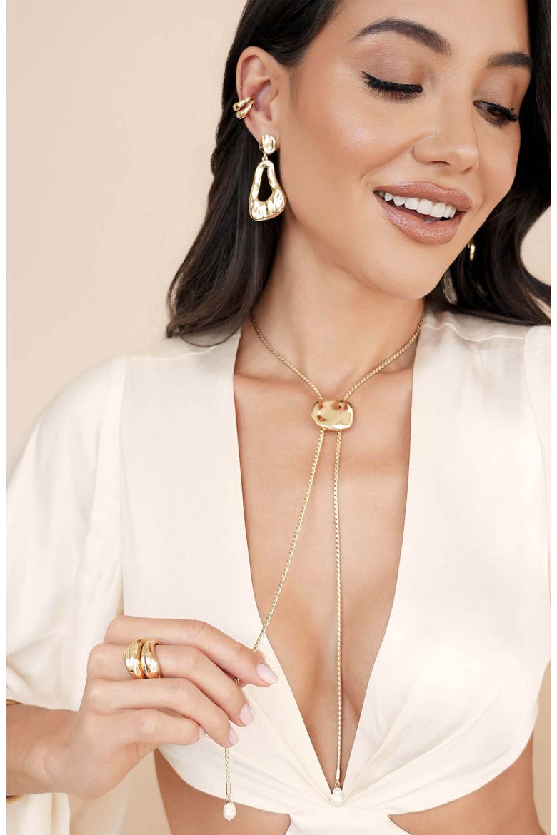 Molten Drop Earrings, Alternate, color, GOLD