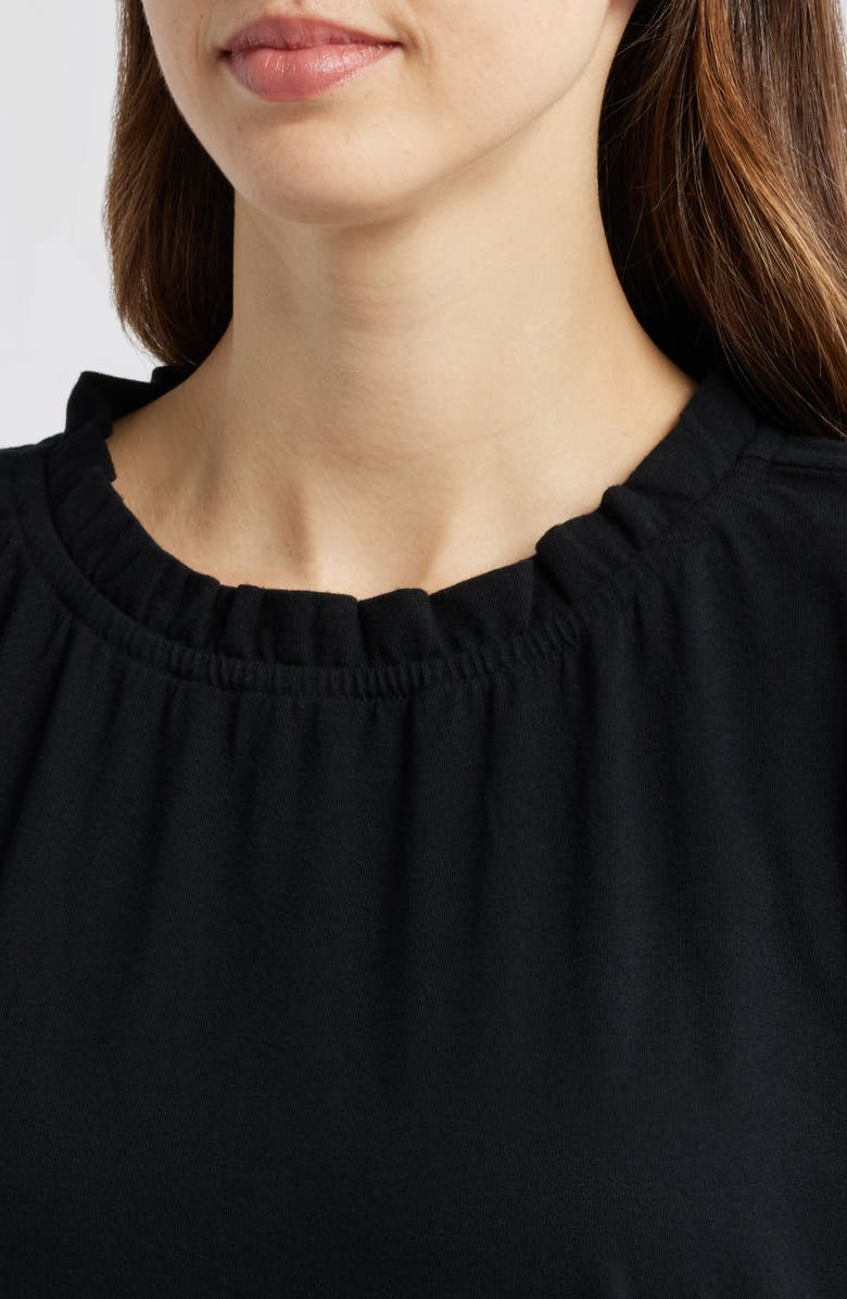 Caslon<sup>®</sup> Ruffle Trim Shift Dress, Alternate, color, Black