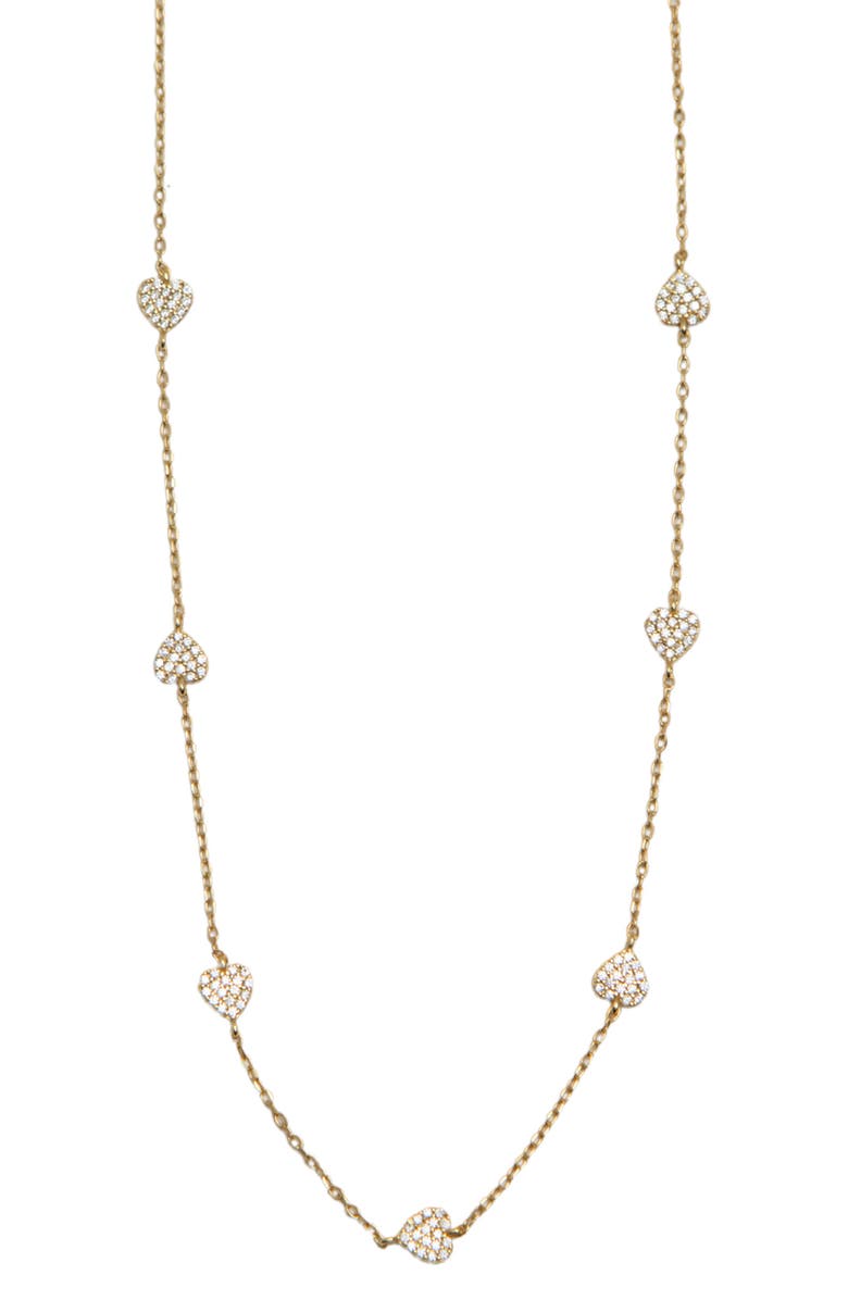 Argento Vivo Sterling Silver Heart Station Necklace, Main, color, 