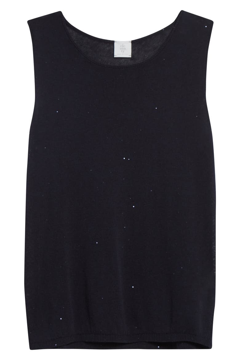 Sequin Embellished Silk & Cotton Sweater Vest, Alternate, color, 11N NEW BLUE