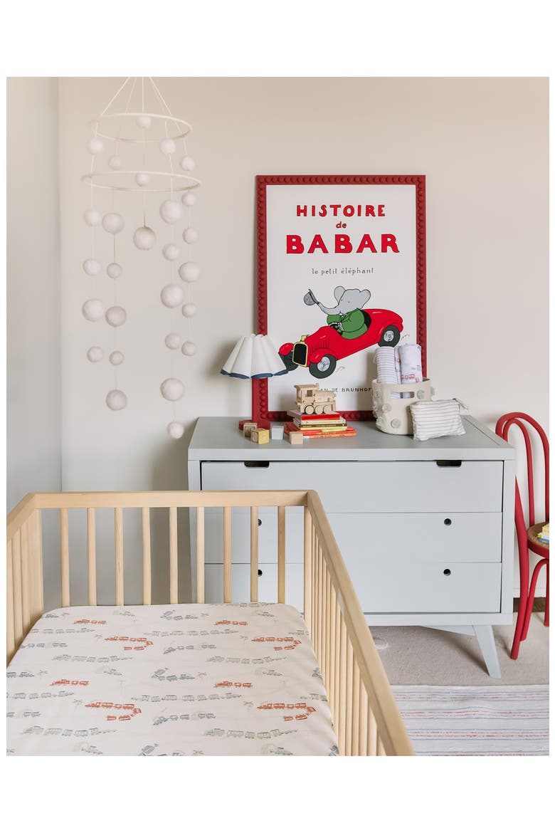 Organic Cotton Crib Sheet, Alternate, color, LOCOMOTIVE