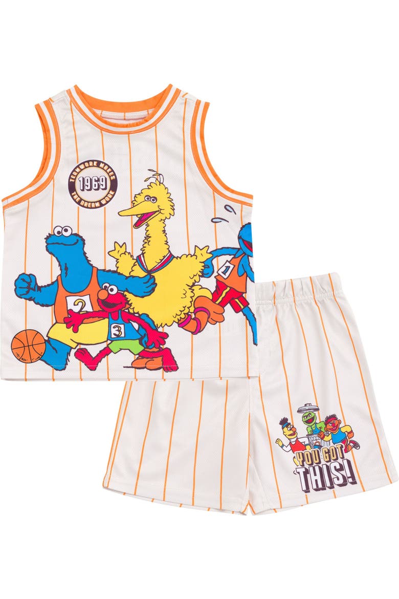 2-Piece Basketball Jersey and Shorts Set, Main, color, Orange Stripe