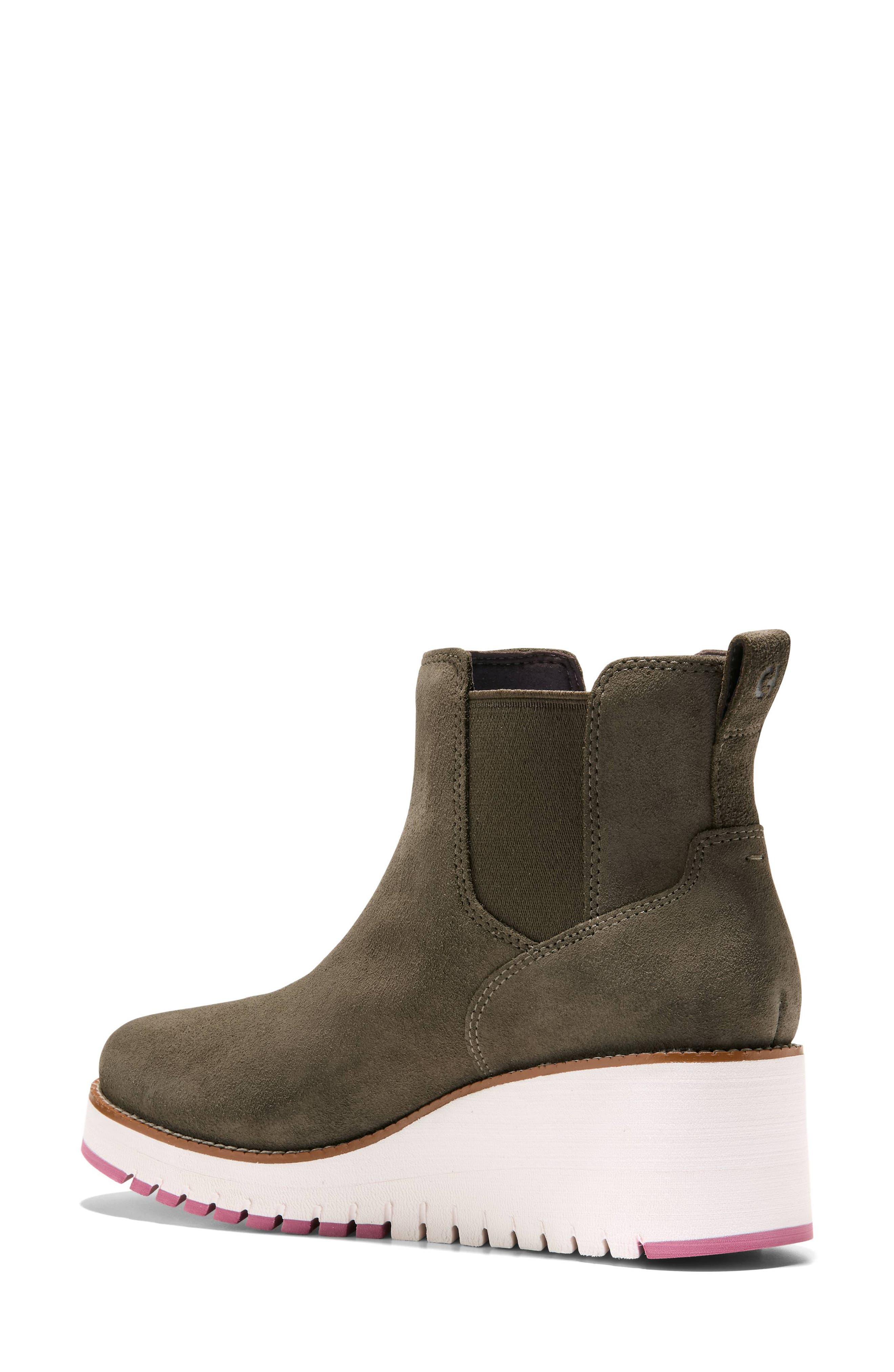 ZeroGrand City Waterproof Wedge Chelsea Boot, Alternate, color, DEEP OLIVE SUEDE WP