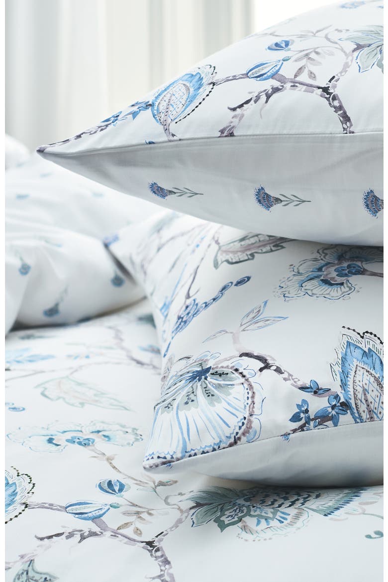 Tropical Floral Luxury Cotton Sateen Reversible Pillowcase Pairs, Alternate, color, Blue