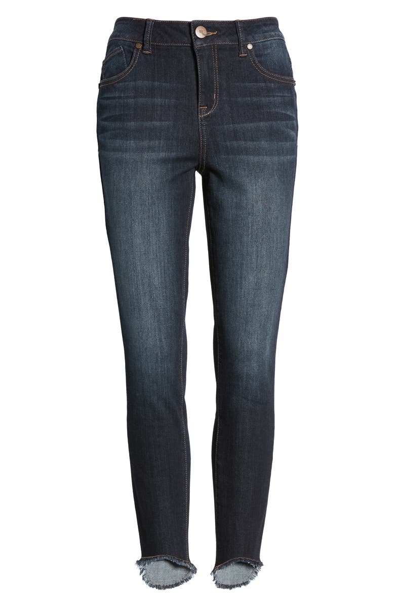 1822 Denim Frayed Curve Hem Skinny Jeans, Alternate, color, 
