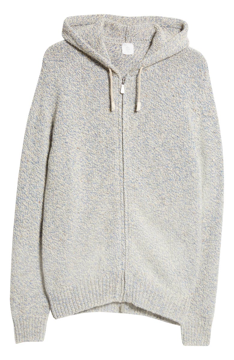 Eleventy Donegal Tweed Full Zip Hooded Sweater, Alternate, color, Sky Blue