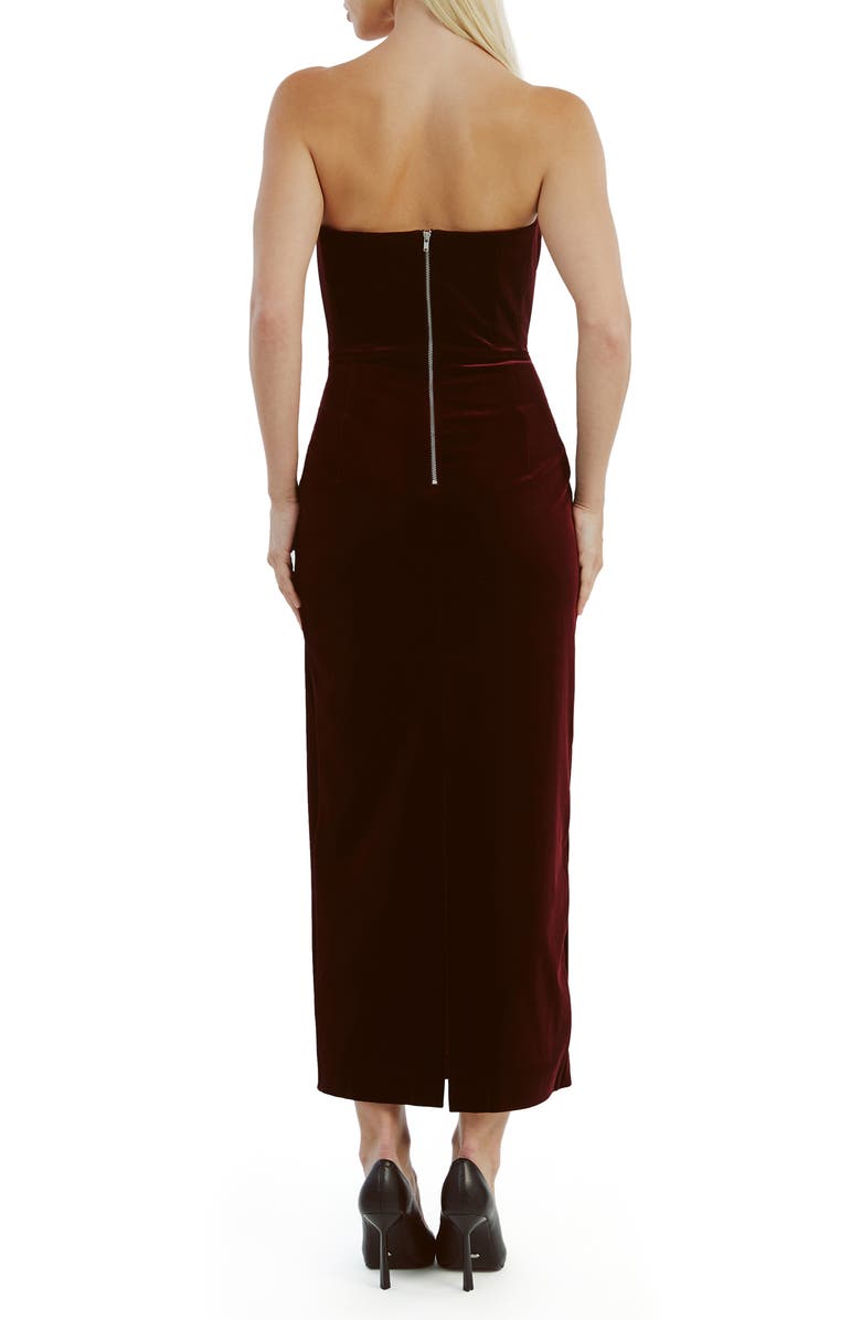 Bardot Camellia Strapless Velour Dress, Alternate, color,