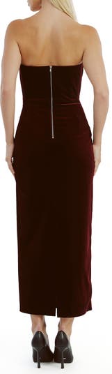 Camellia Strapless Velour Dress