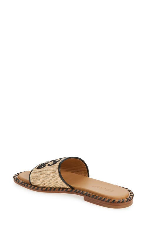 Off-white Twist Raffia Arrow Slide Sandal In Brown