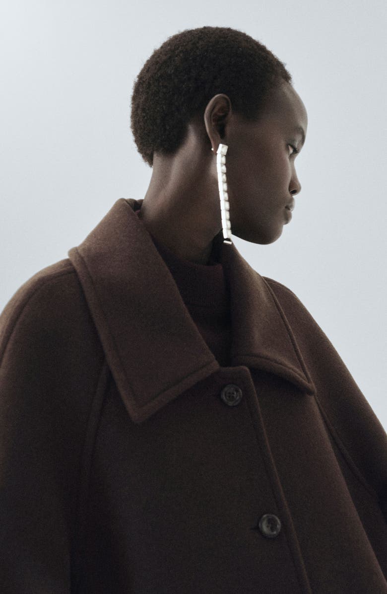 MANGO Selection Oversize Raglan Wool Blend Coat, Alternate, color, Coffee