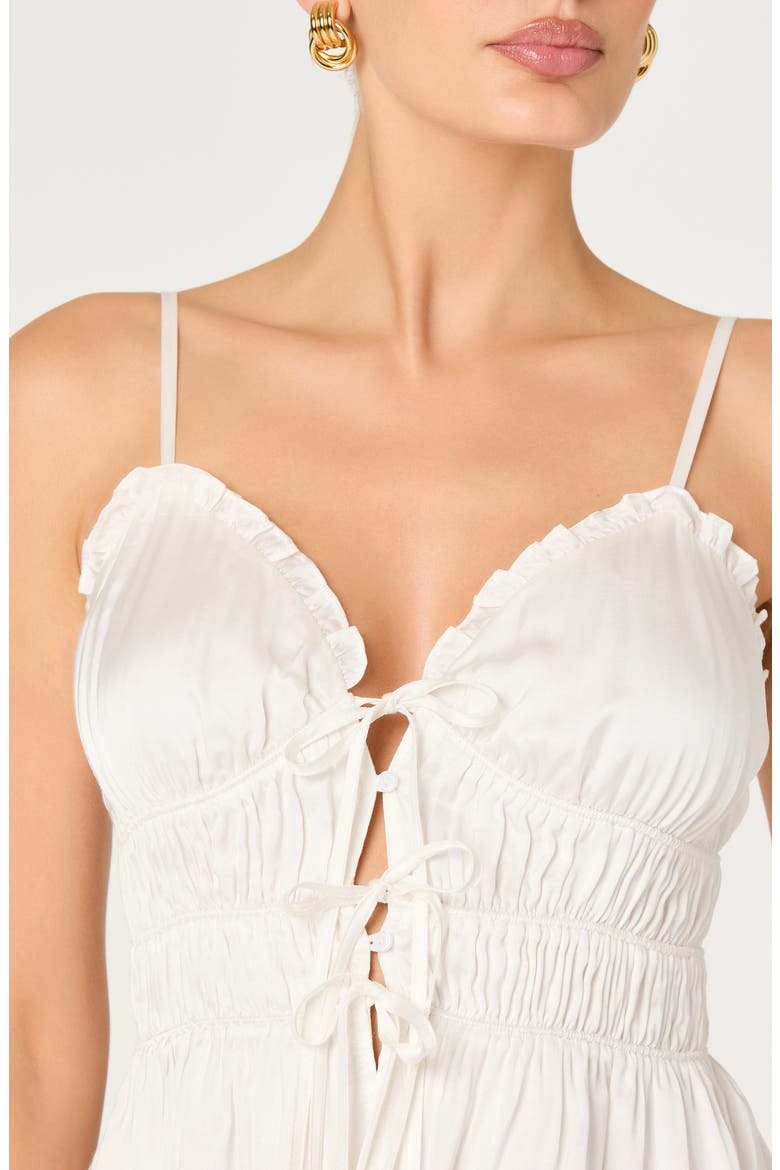 Fabiola Shirred Tie Front Button-Up Peplum Top, Alternate, color, WHITE
