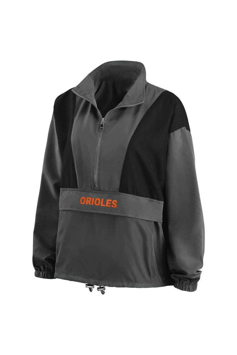 Women's WEAR by Erin Andrews Charcoal Baltimore Orioles Packable Half-Zip Jacket, Alternate, color, Charcoal